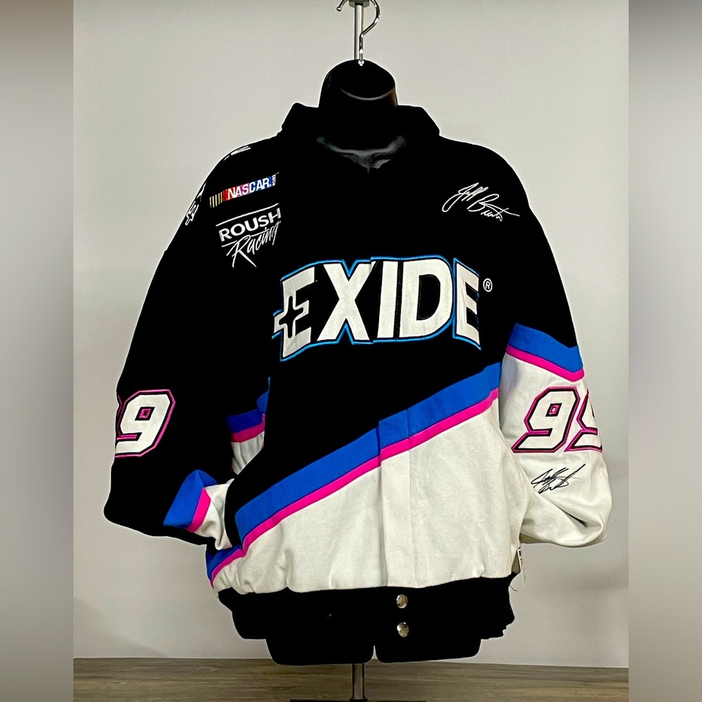 Vintage Autographed NASCAR 2000 Jeff Burton #99 Exide Adult XL Pit Jacket